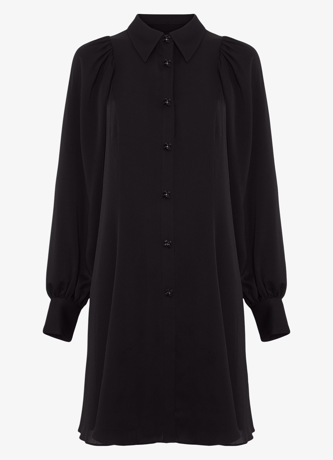 Phase Eight Tila mini blousejurk met ballonmouw - voorkant zwart