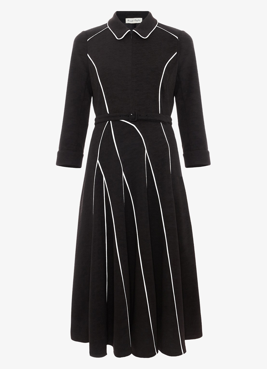 Phase Eight Tilly midi jurk met streep detail - voorkant zwart