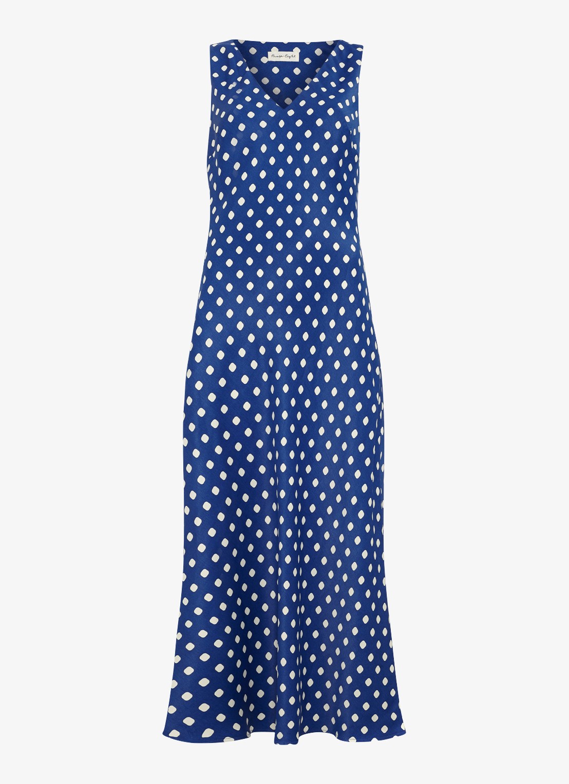 Phase Eight Tina midi jurk met stippenprint - voorkant 6 donkerblauw