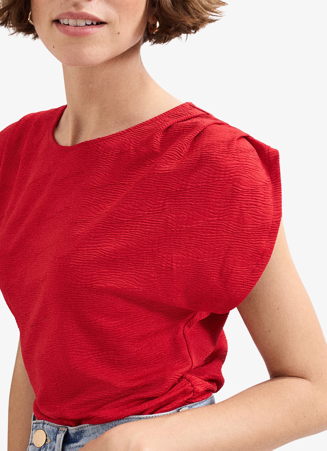 Phase Eight Top met stuctuur - detail 4 rood