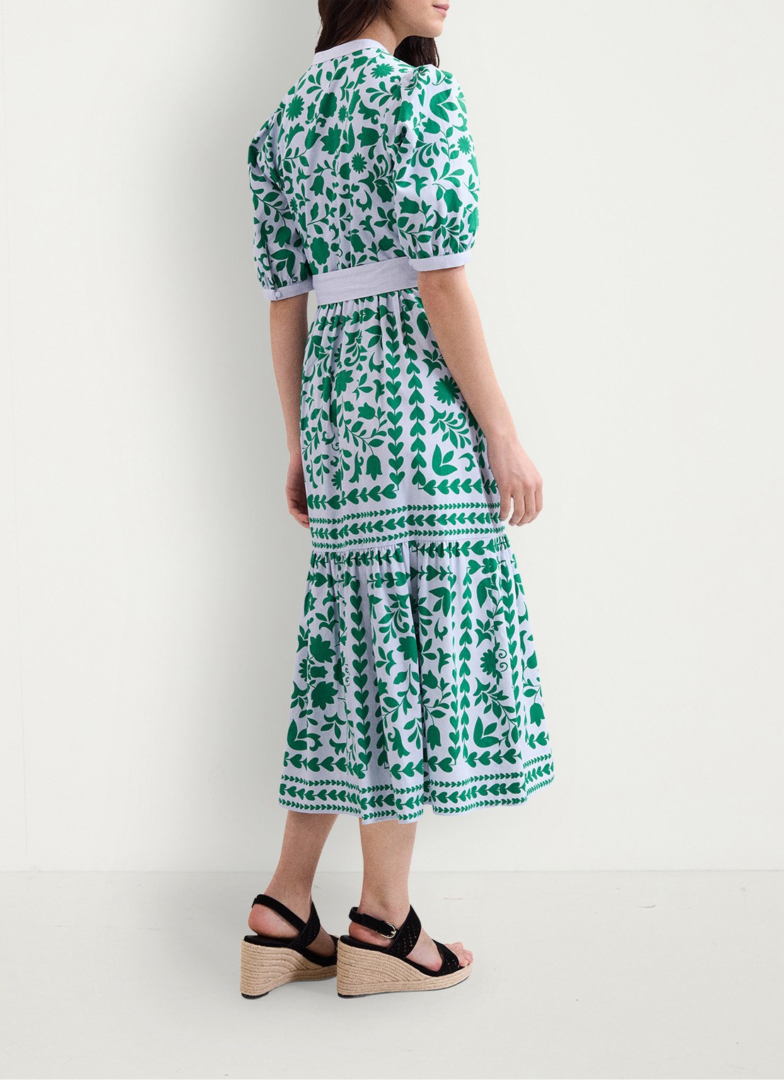 Phase Eight Trinity midi blousejurk met strikceintuur - achterkant 7 donkerblauw