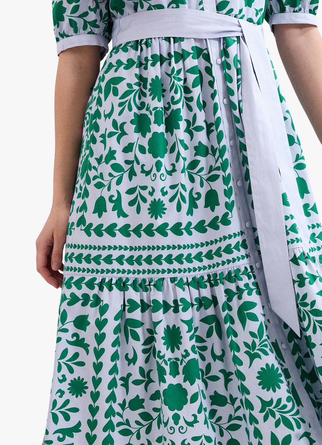 Phase Eight Trinity midi blousejurk met strikceintuur - detail 4 donkerblauw