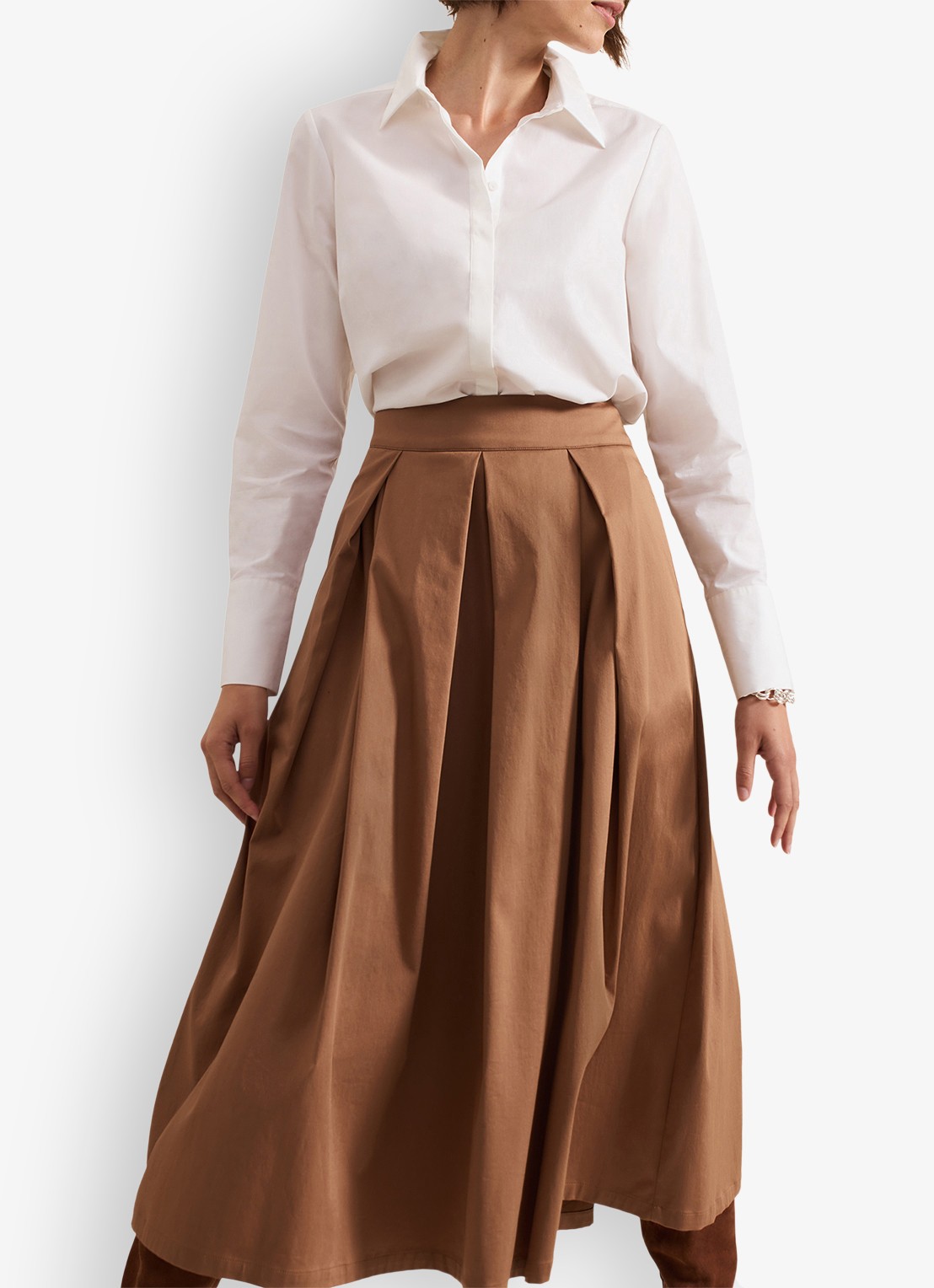 Phase Eight Trinity midi rok met plooien - detail 8 camel