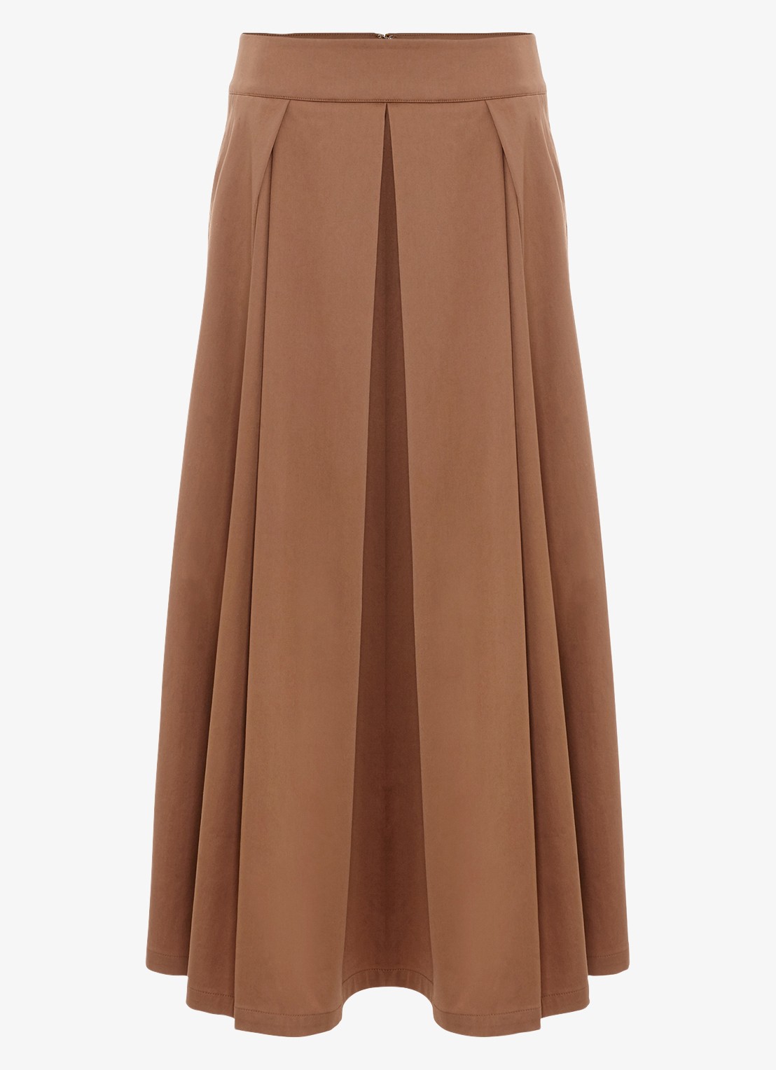 Phase Eight Trinity midi rok met plooien - voorkant 2 camel