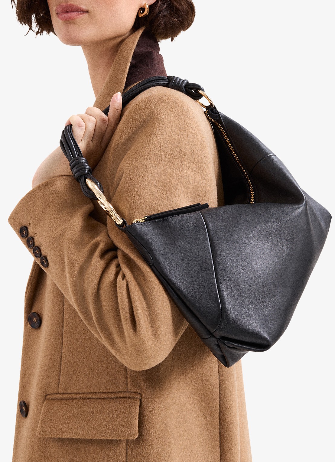 Phase Eight Twisted schoudertas van leer - detail 5 zwart