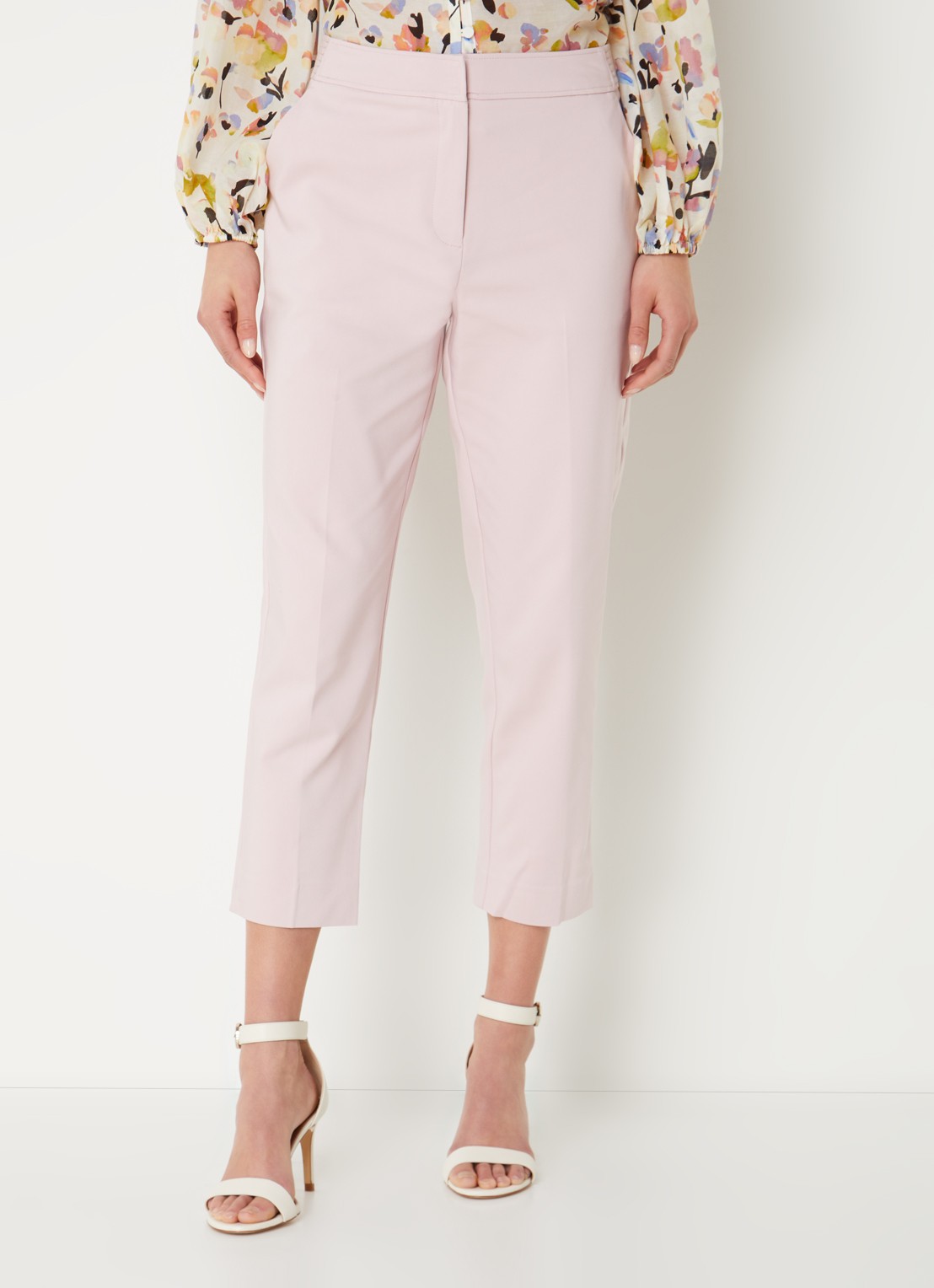 Phase Eight Ulrica high waist cropped slim fit pantalon met steekzakken - detail 4 lichtroze