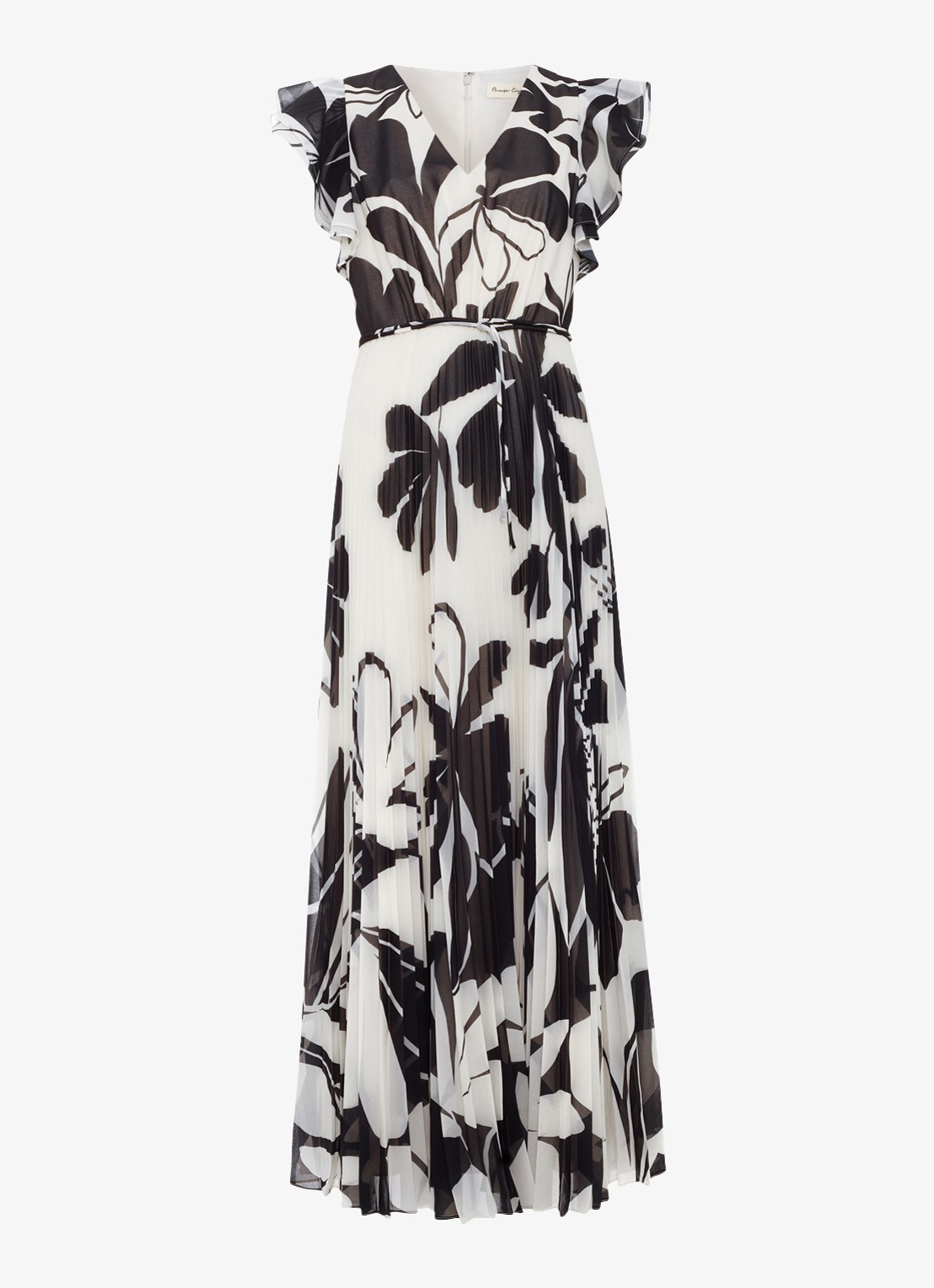 Phase Eight Uma maxi jurk met strikceintuur en print - voorkant 2 zwart