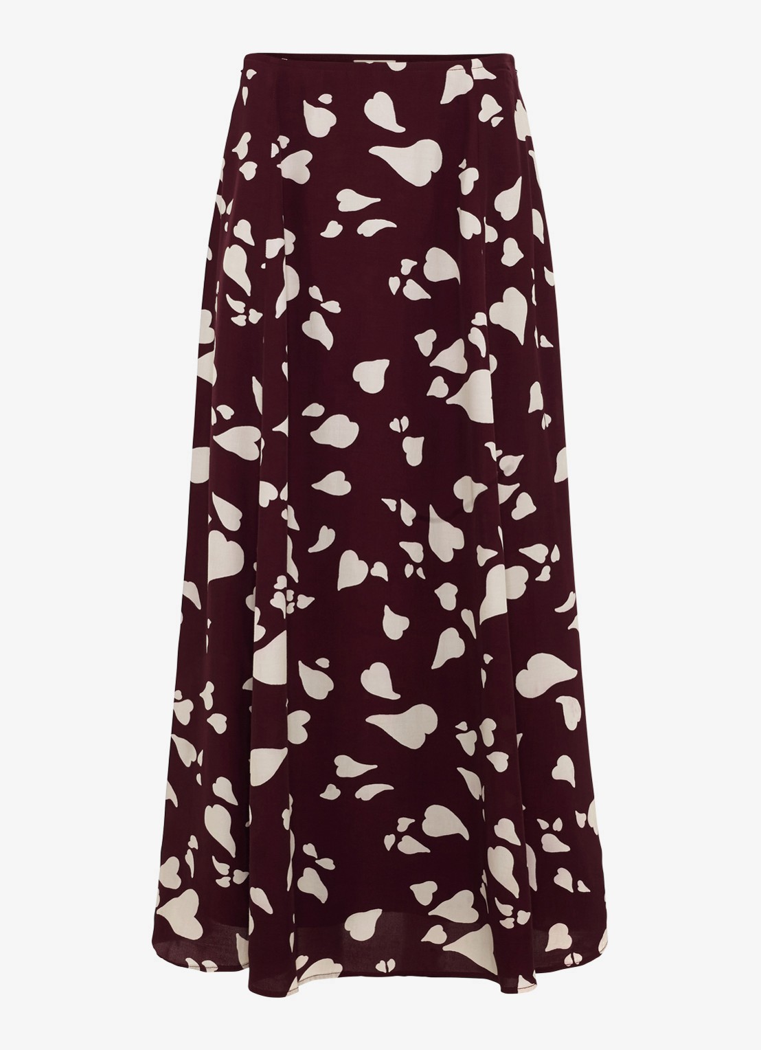 Phase Eight Valentina A-lijn maxi rok met grafische print - voorkant 6 bordeauxrood