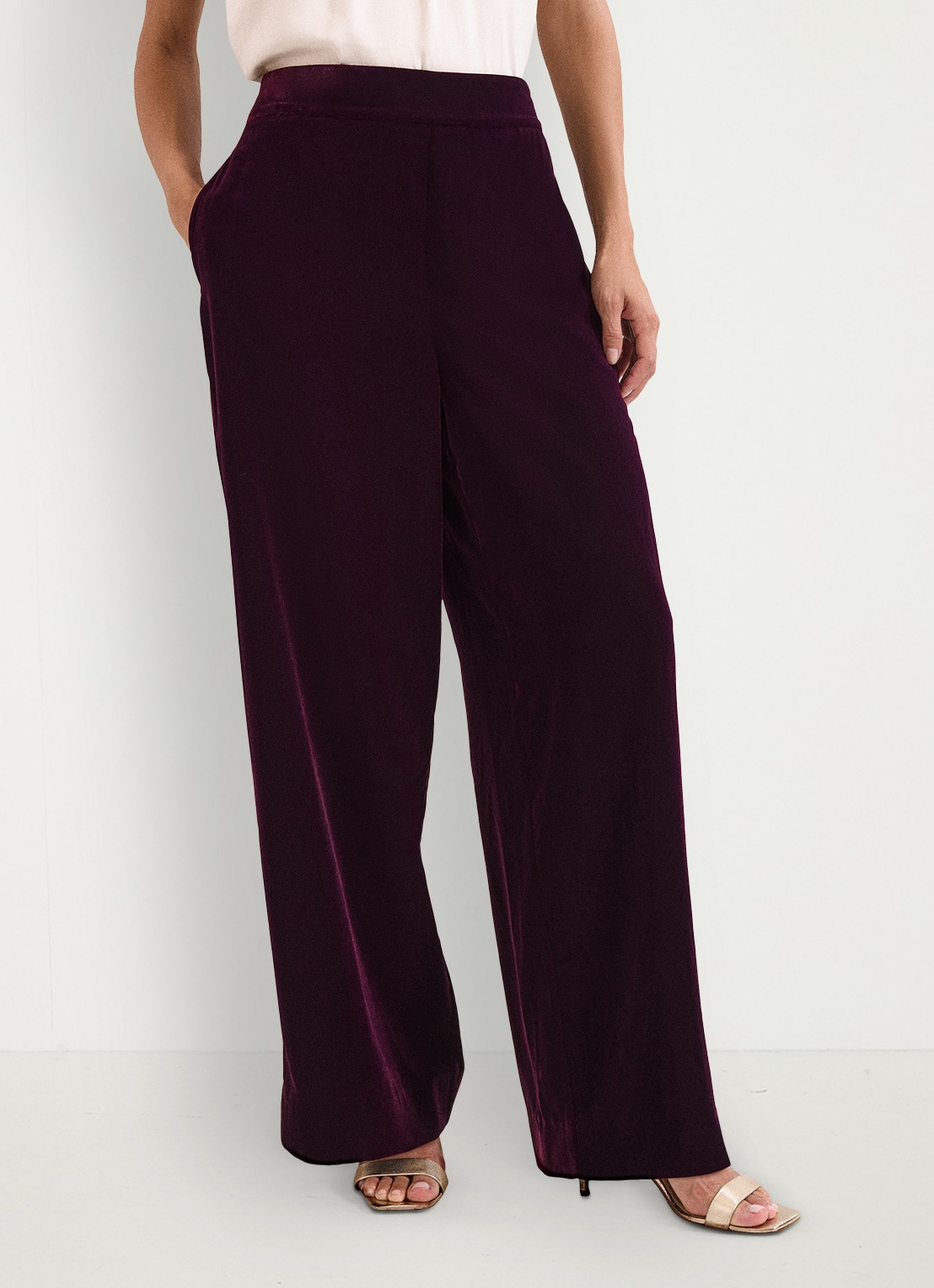 Phase Eight Valentina high waist loose fit pantalon van fluweel - detail 4 paars