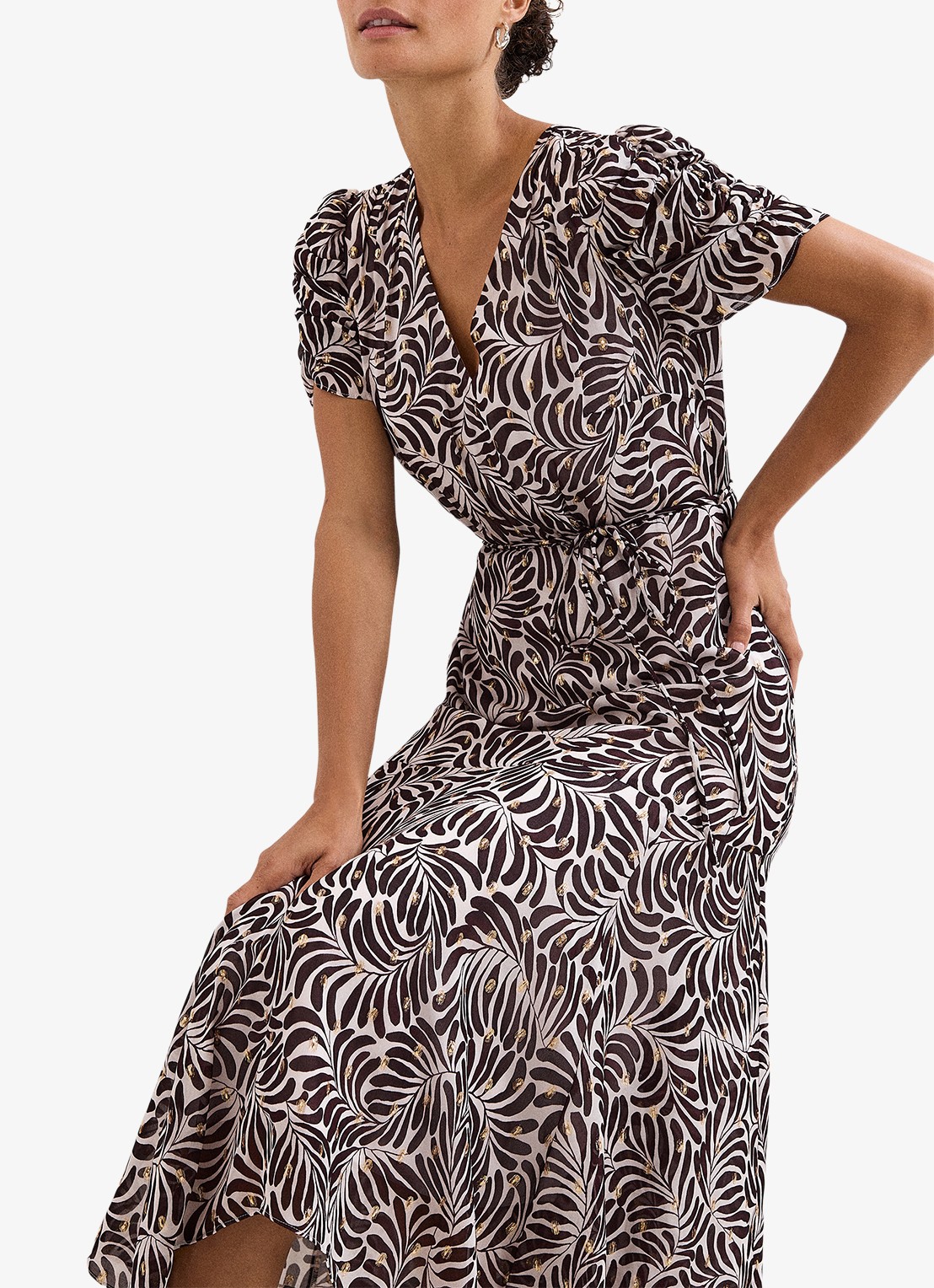 Phase Eight Verity midi jurk met pofmouwen - detail 5 bruin