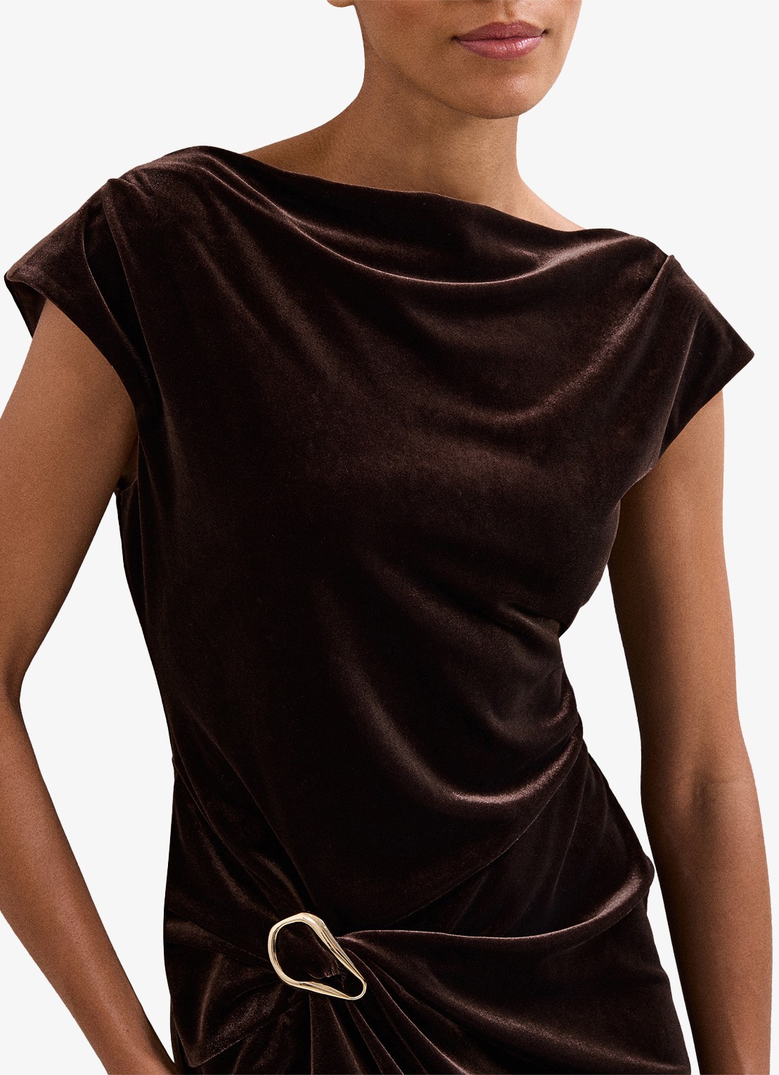 Phase Eight Verra midi jurk van fluweel - detail 5 bruin