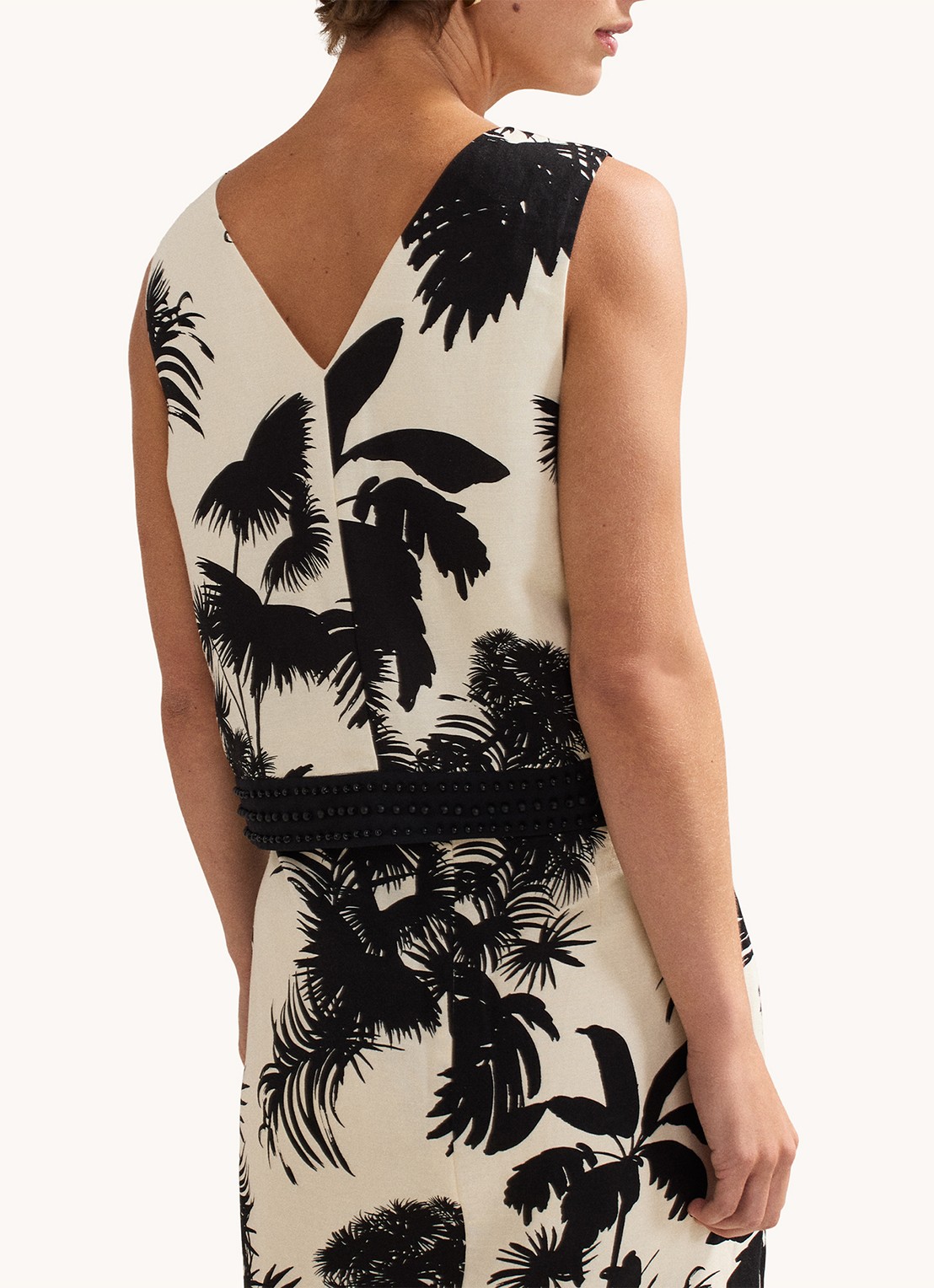 Phase Eight Vittoria tuniek met print en kralendecoratie - achterkant 7 ivoor