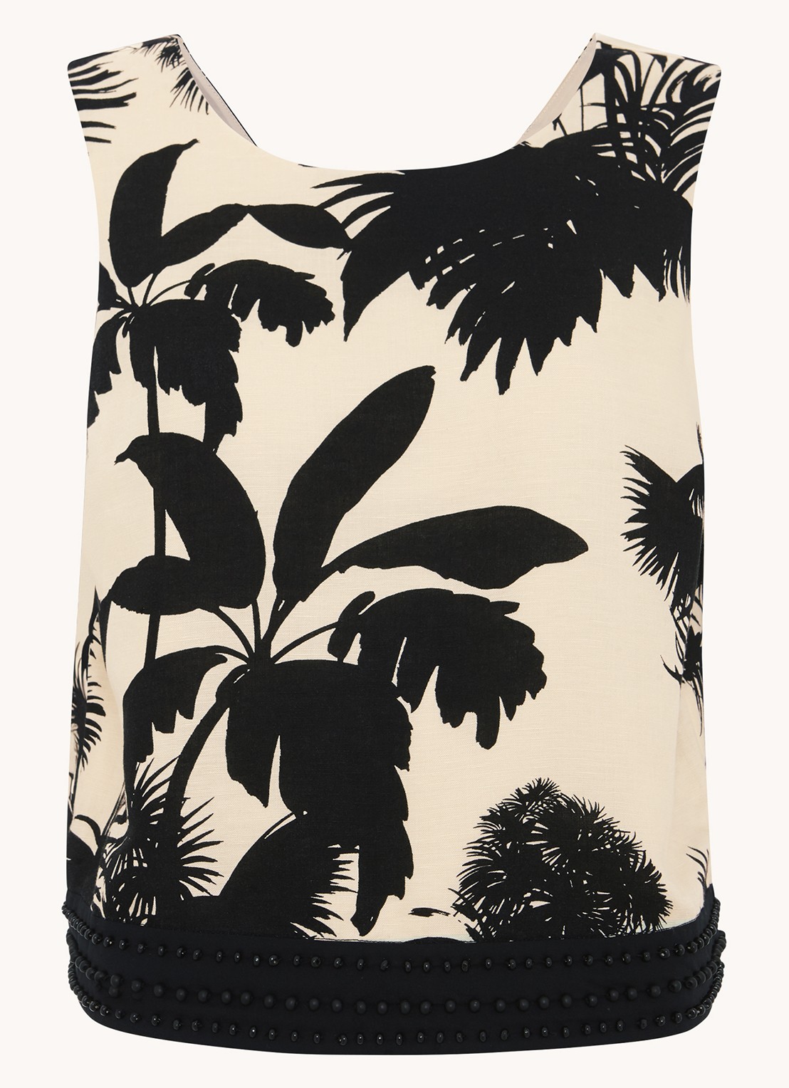 Phase Eight Vittoria tuniek met print en kralendecoratie - voorkant ivoor