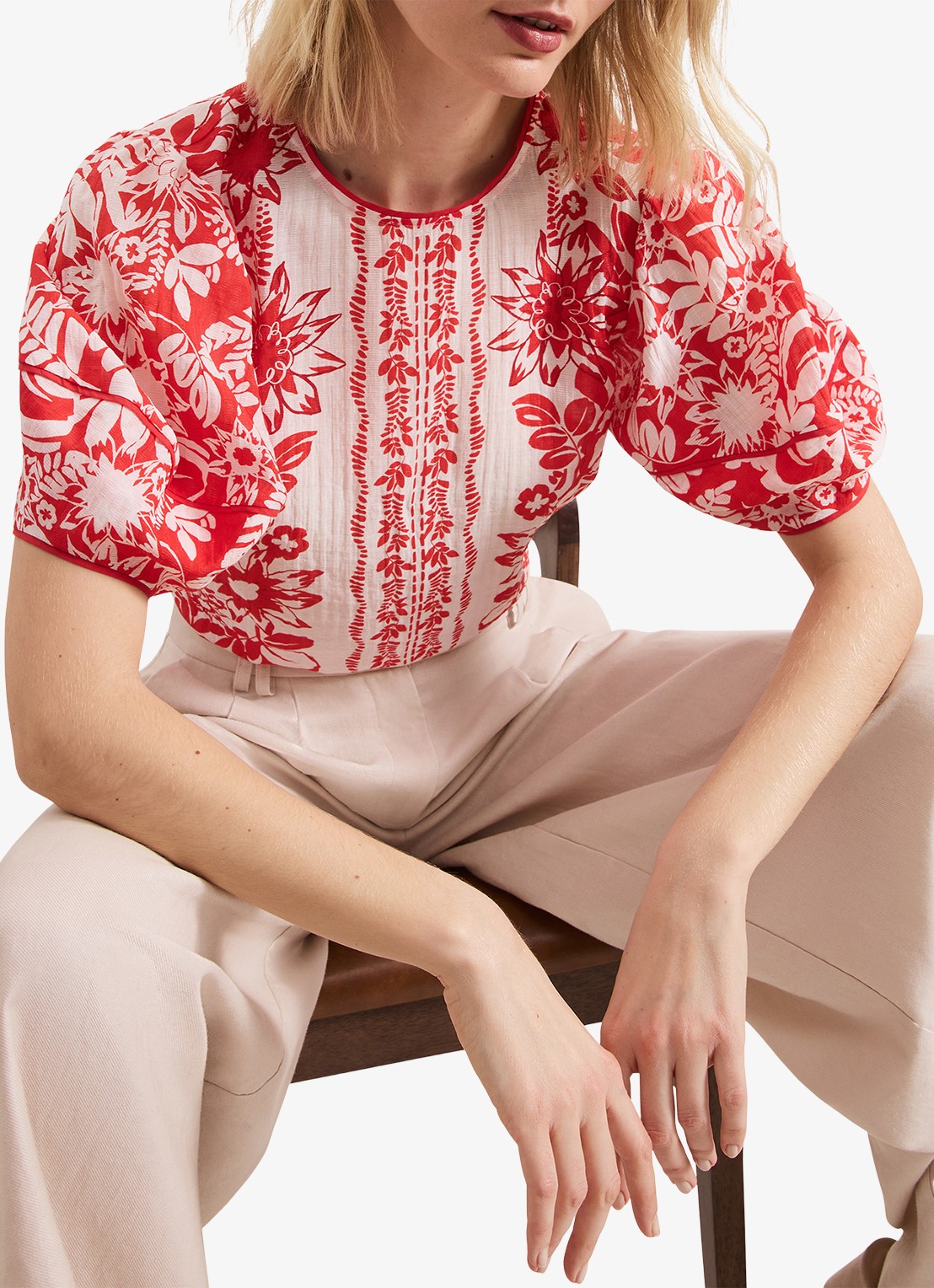 Phase Eight Vivi tuniek met bloemenprint - detail 6 rood