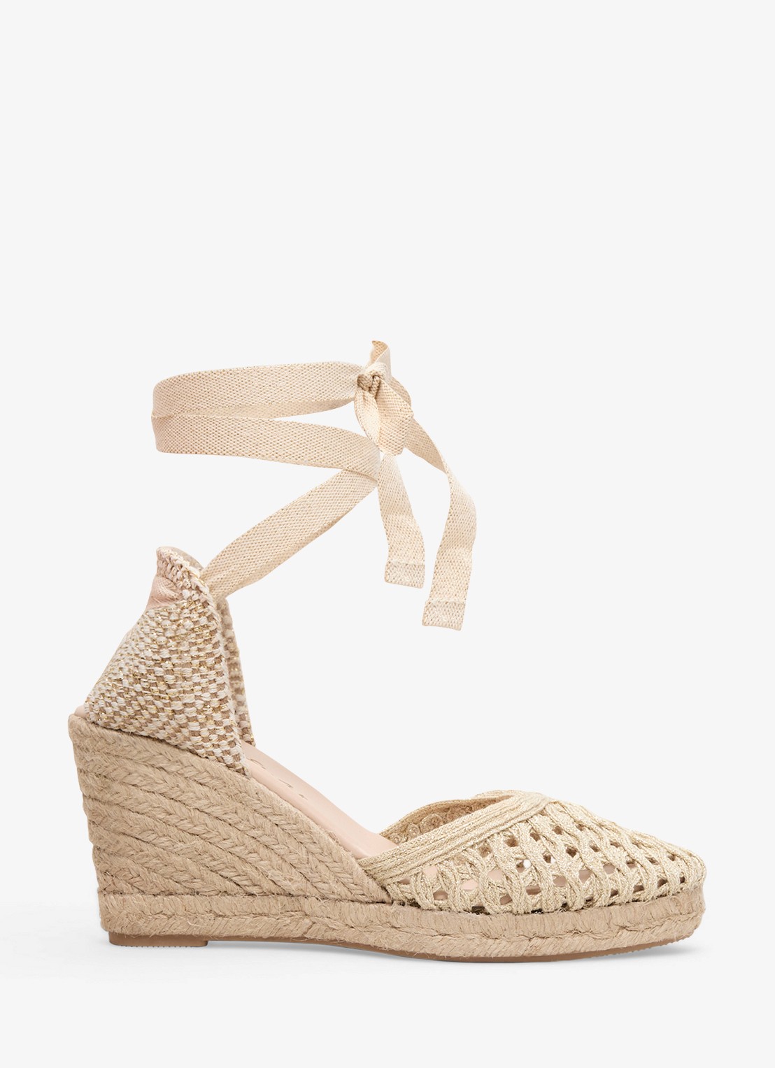 Phase Eight Wedge espadrilles met lurex - voorkant beige