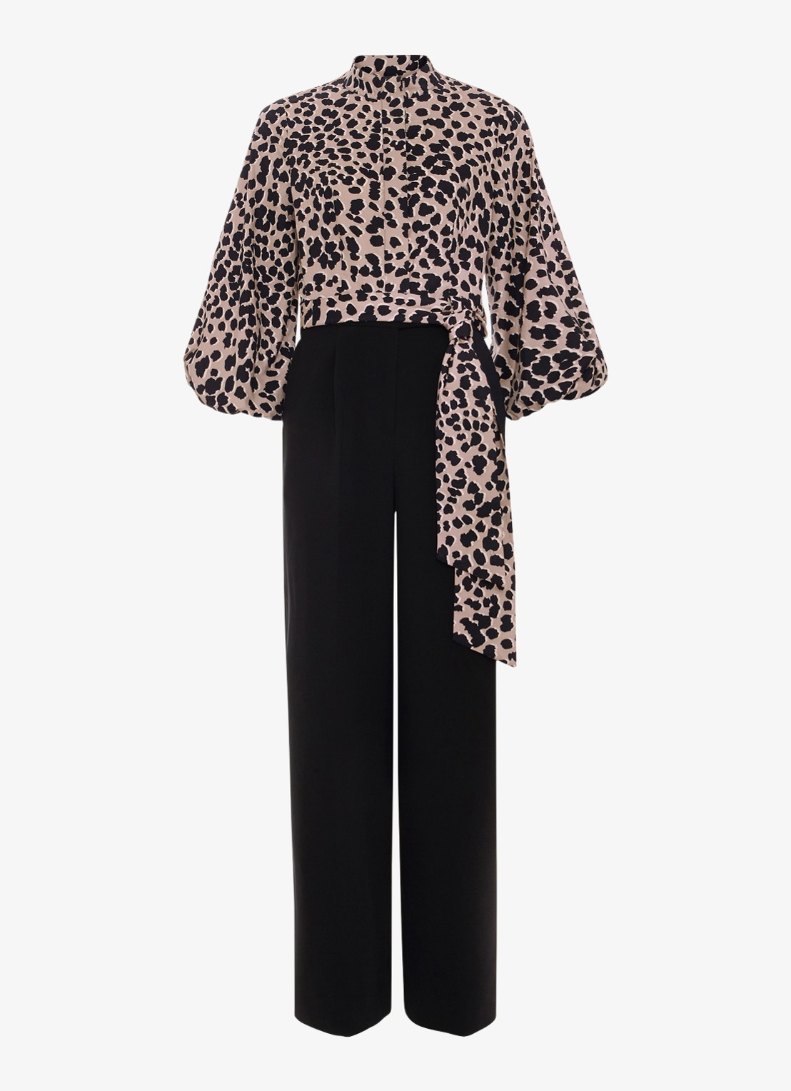 Phase Eight Wide fit jumpsuit met dierenprint - voorkant zwart