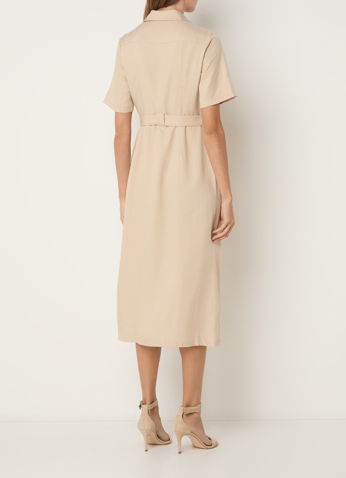 Phase Eight Willow midi blousejurk  met ceintuur - achterkant 4 beige