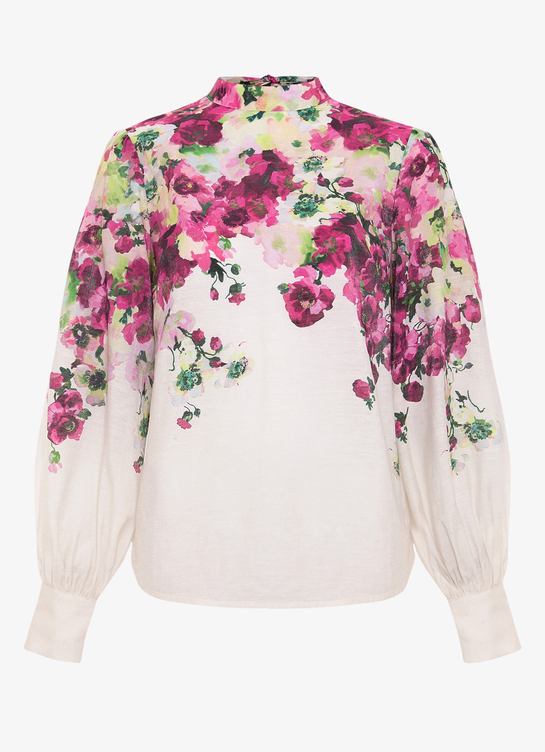 Phase Eight Winnie top in linnenblend met bloemenprint - voorkant ivoor