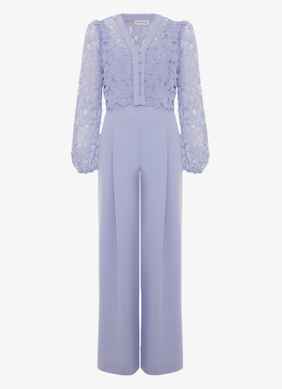 Phase Eight Winona wide fit jumpsuit met details van kant - voorkant lichtpaars