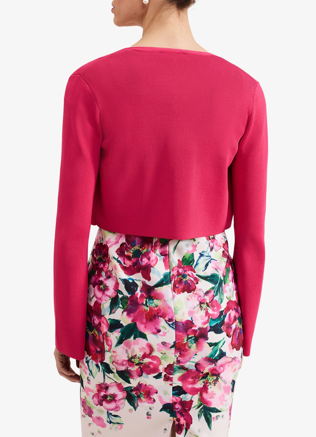 Phase Eight Yasmin fijngebreide bolero met ribstructuur - achterkant donkerroze