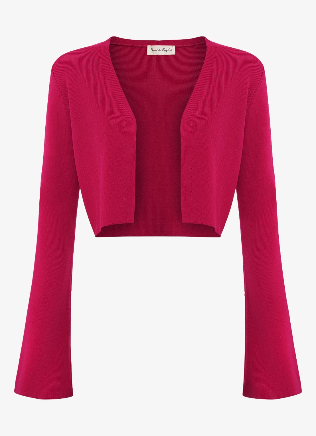 Phase Eight Yasmin fijngebreide bolero met ribstructuur - voorkant 2 donkerroze