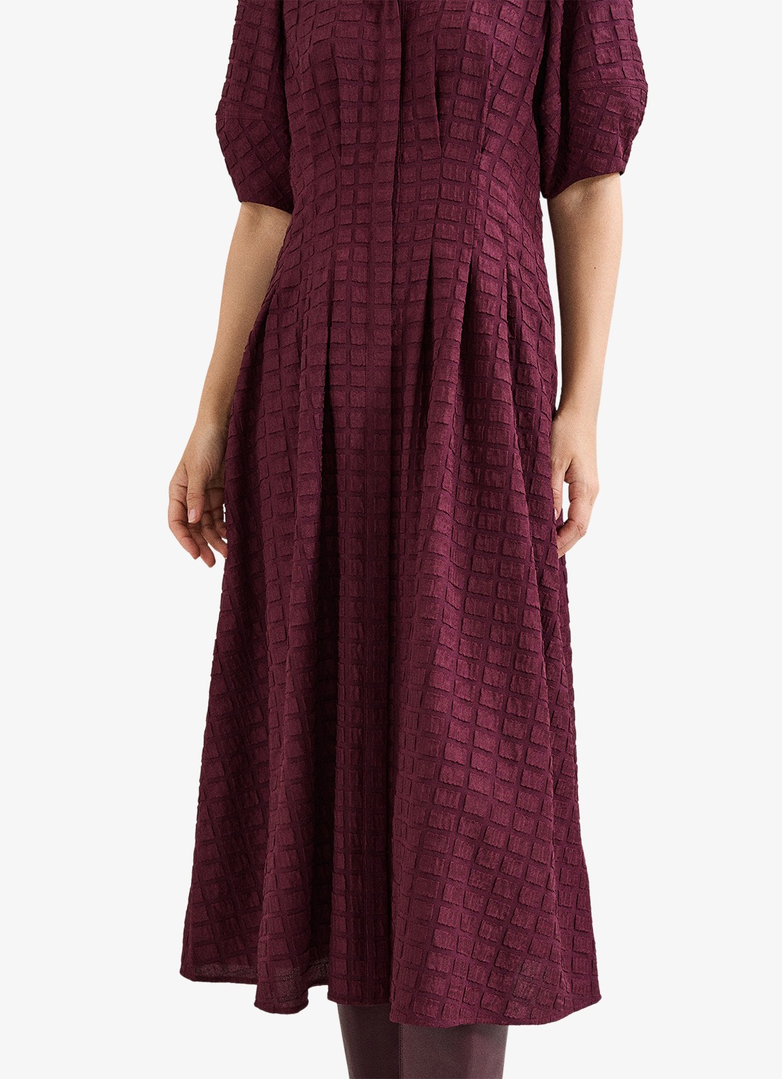 Phase Eight Yasmine midi jurk met pofmouw - detail 5 bordeauxrood