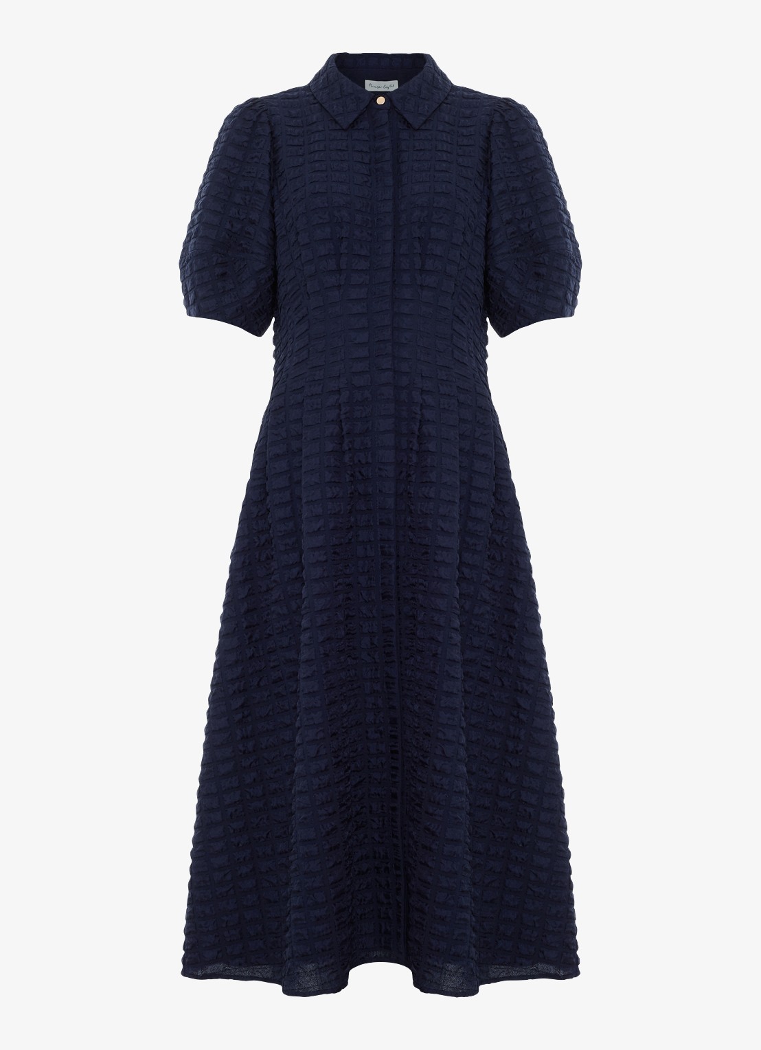 Phase Eight Yasmine midi jurk met pofmouw - voorkant 2 donkerblauw