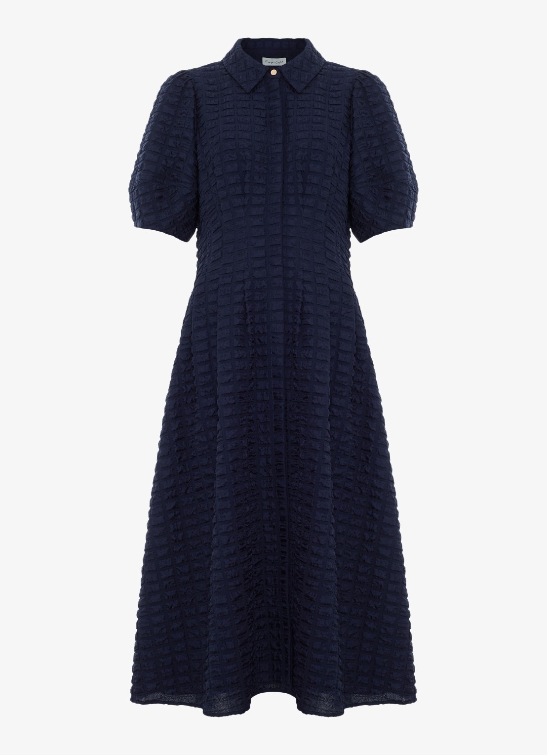 Phase Eight Yasmine midi jurk met pofmouw - voorkant 7 donkerblauw