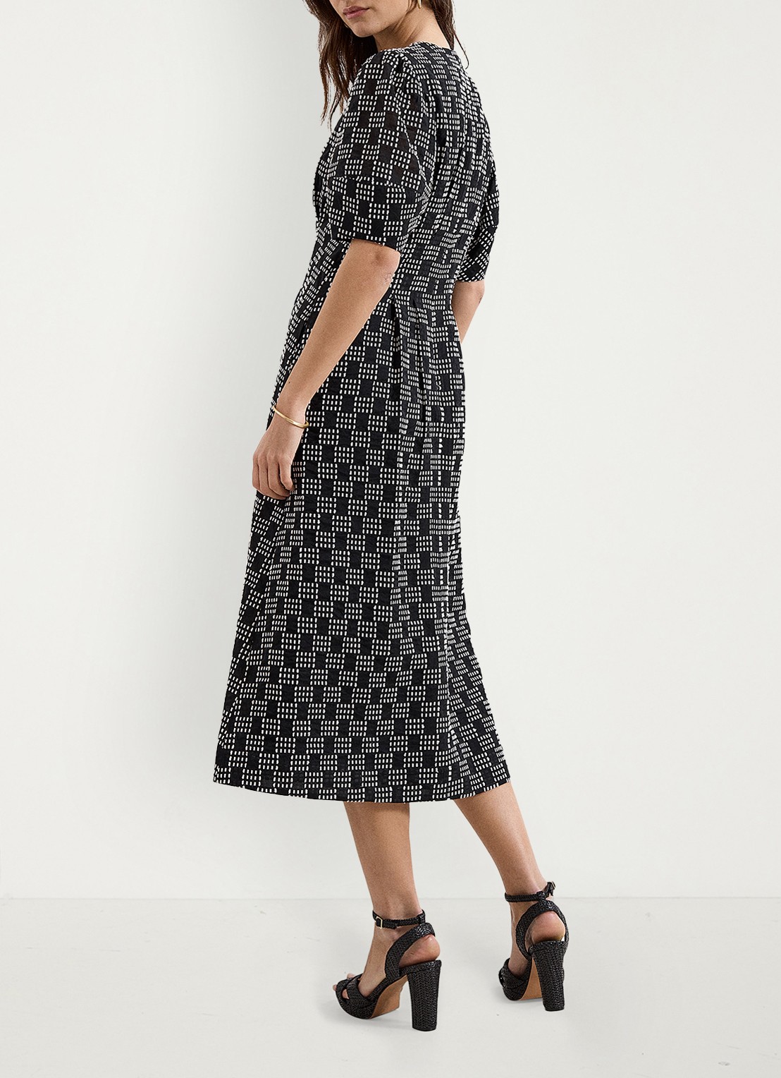 Phase Eight Yasmine midi jurk met print - achterkant zwart
