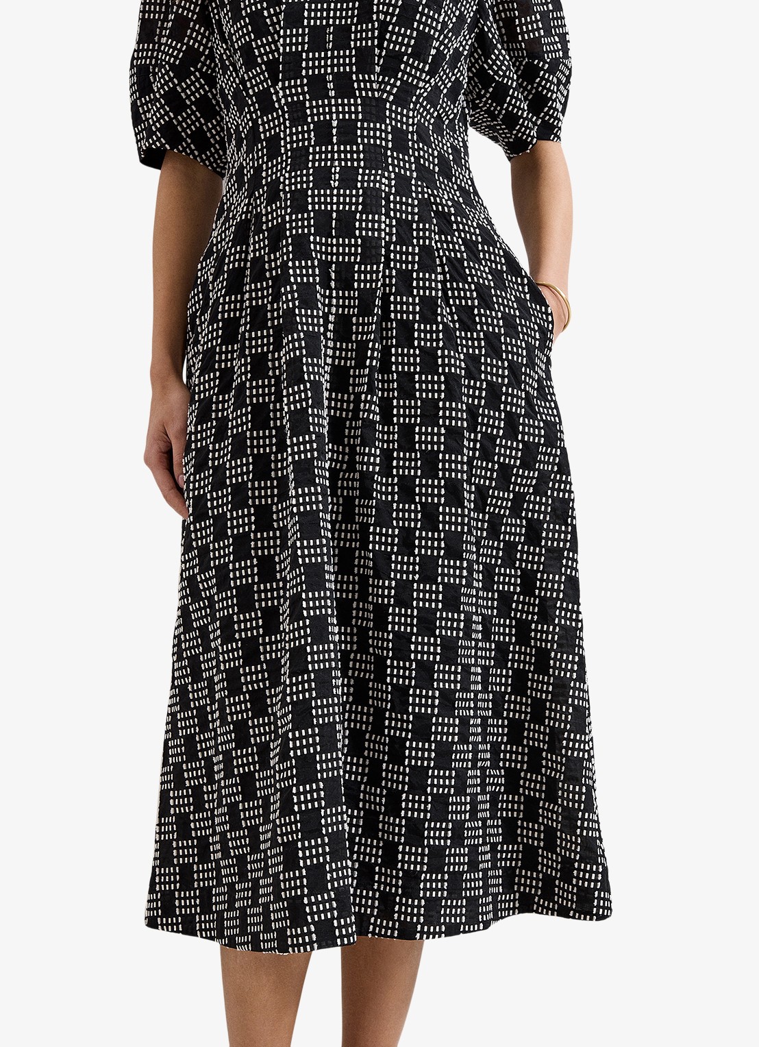 Phase Eight Yasmine midi jurk met print - detail 2 zwart