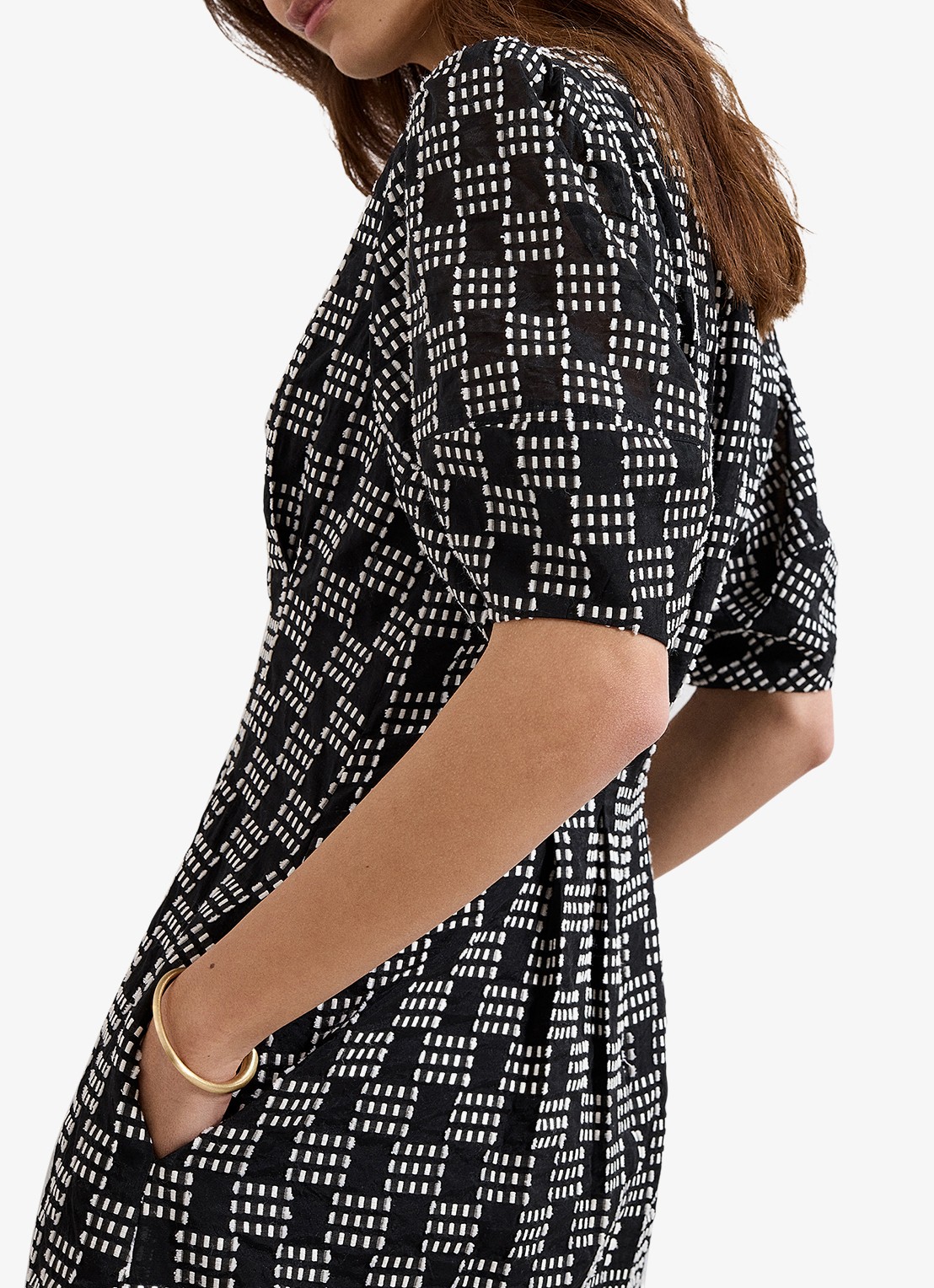 Phase Eight Yasmine midi jurk met print - detail 4 zwart