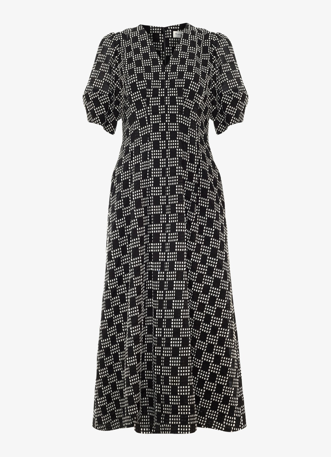 Phase Eight Yasmine midi jurk met print - voorkant 7 zwart