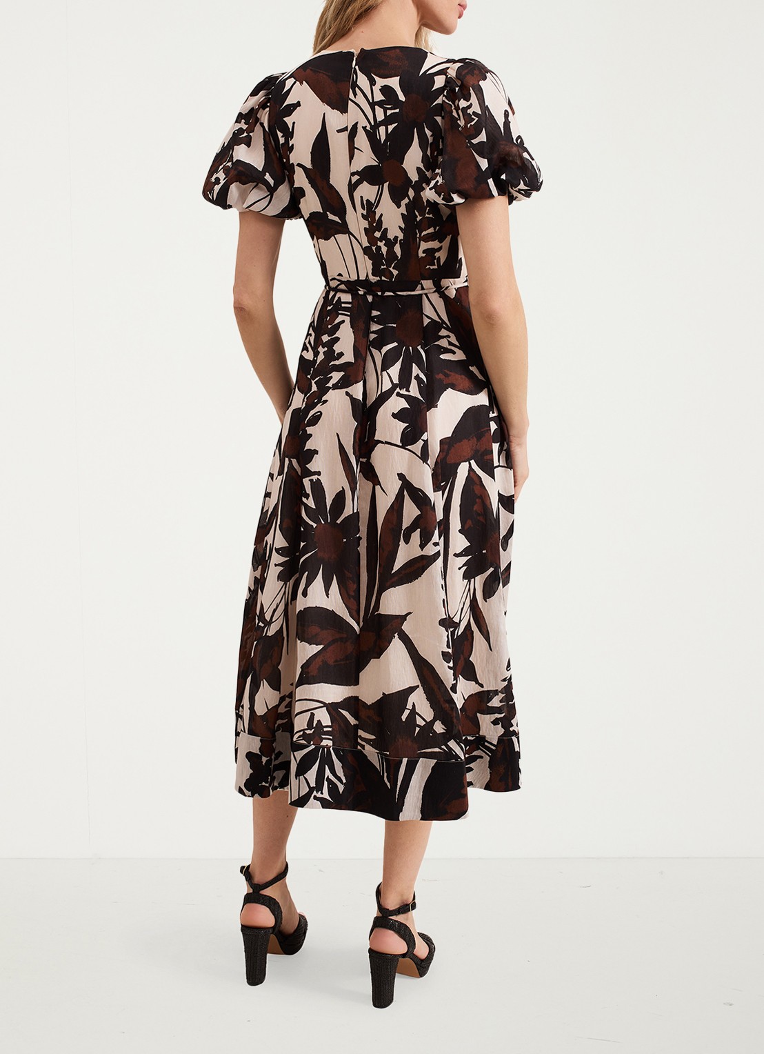 Phase Eight Zarah midi wikkeljurk  met print - achterkant zwart