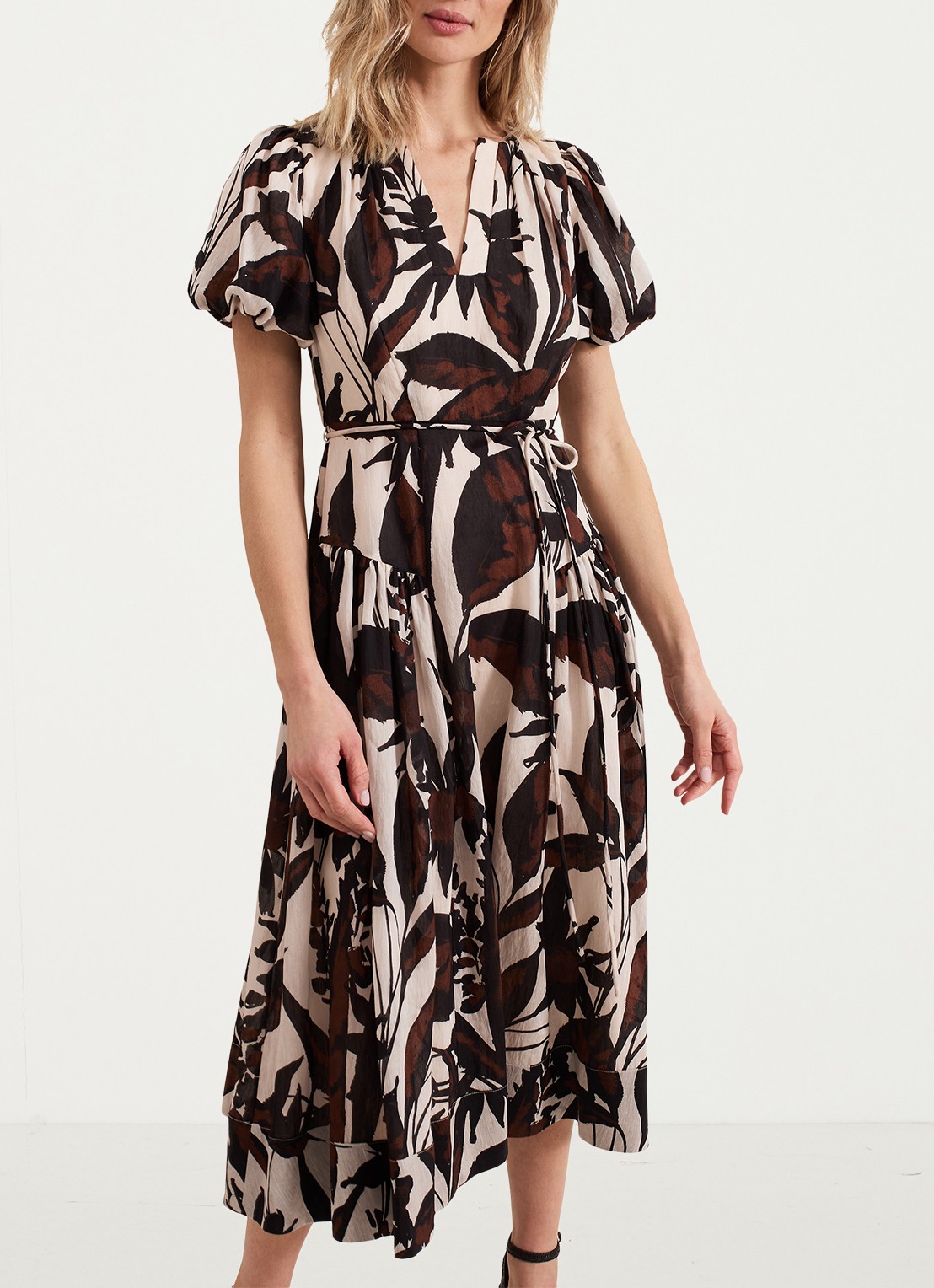 Phase Eight Zarah midi wikkeljurk  met print - detail 4 zwart