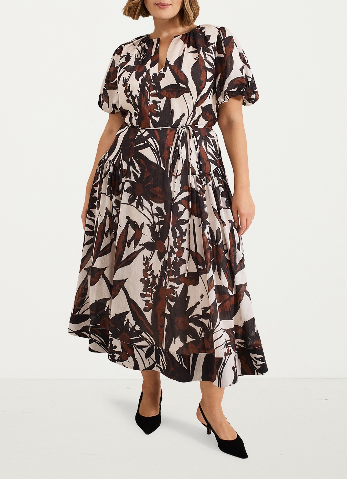 Phase Eight Zarah midi wikkeljurk  met print - detail 8 zwart