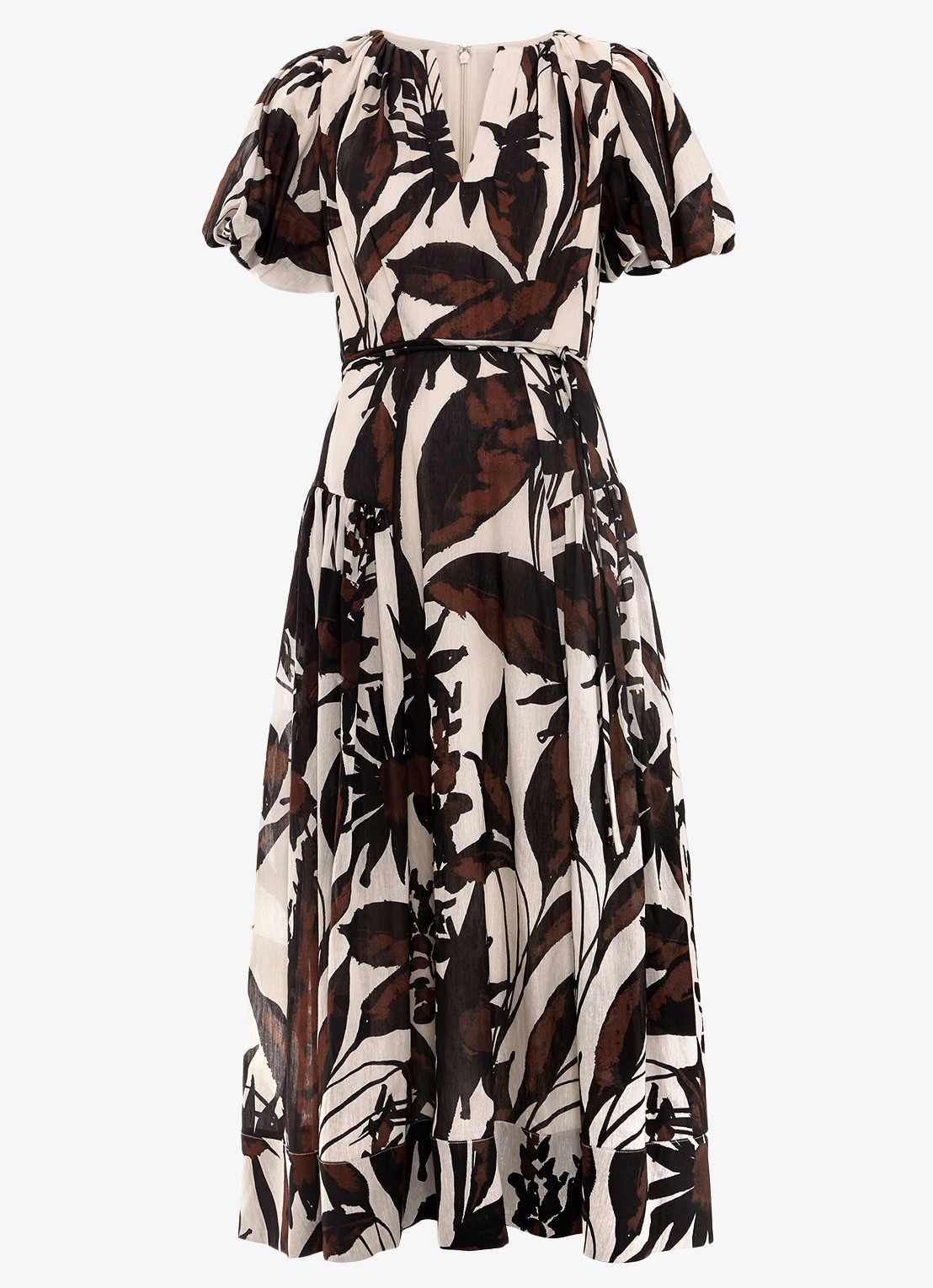 Phase Eight Zarah midi wikkeljurk  met print - voorkant 2 zwart