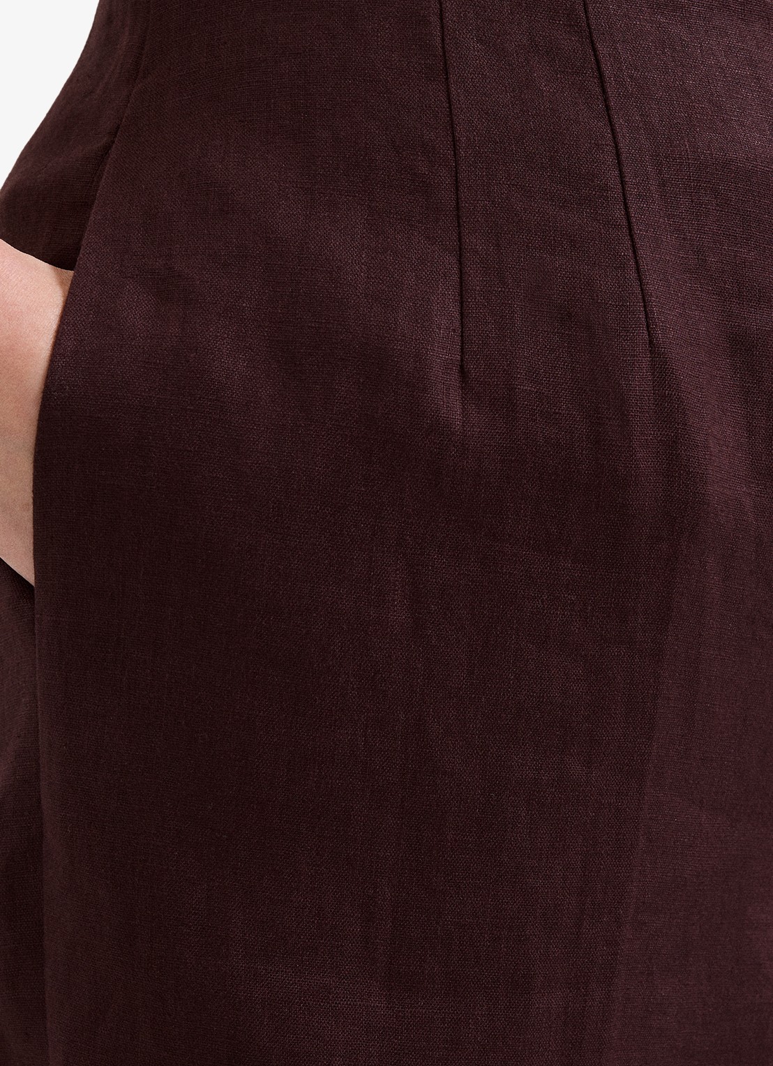Phase Eight Zoey high waist wide fit pantalon van linnen - detail 3 donkerbruin