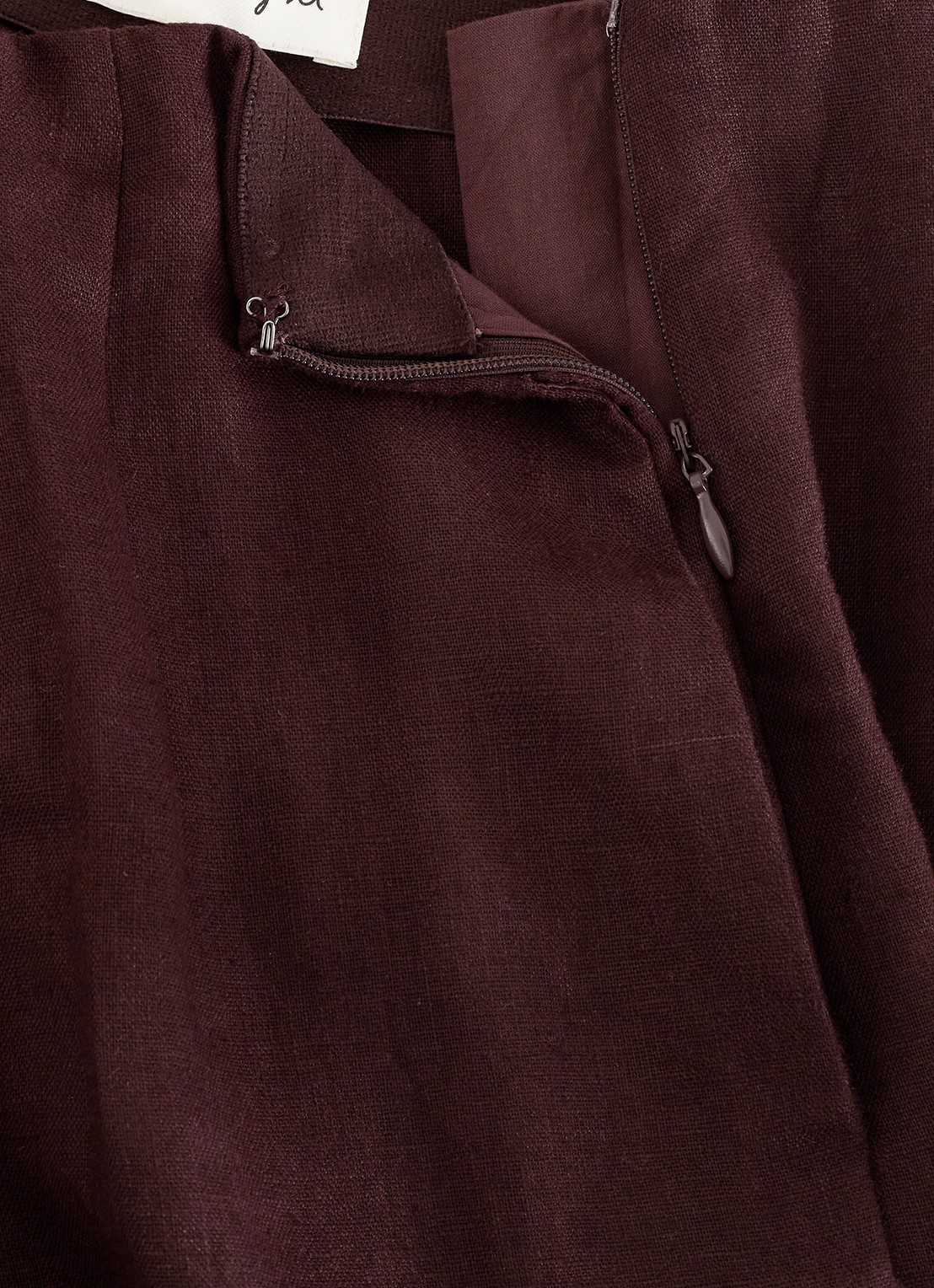 Phase Eight Zoey high waist wide fit pantalon van linnen - detail 4 donkerbruin