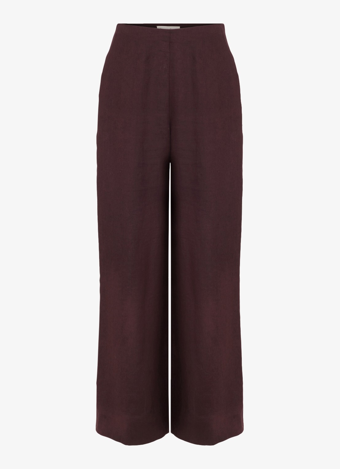Phase Eight Zoey high waist wide fit pantalon van linnen - voorkant 5 donkerbruin