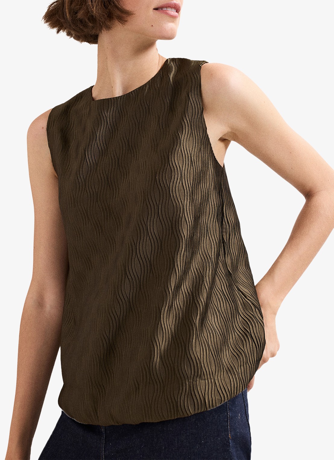 Phase Eight Zula top met textuur - detail khaki