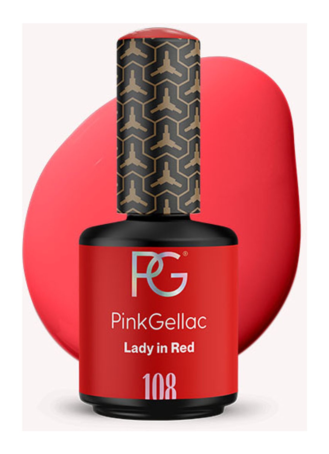 Pink Gellac 108 Lady in Red - gel nagellak - voorkant 108 lady in red
