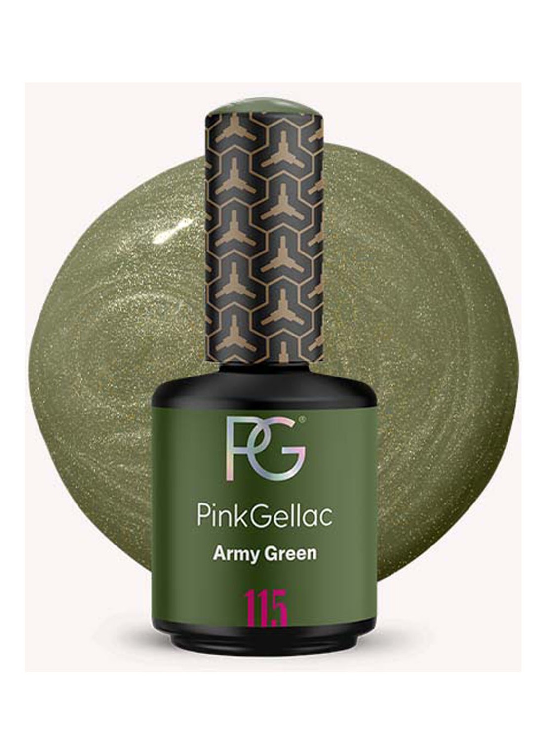 Pink Gellac 115 Army Green  - gel nagellak - voorkant 115 army green