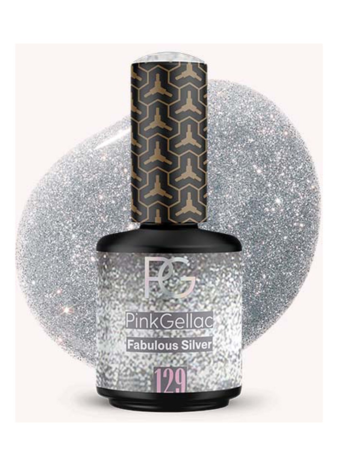 Pink Gellac 129 Fabulous Silver - gel nagellak - voorkant 129 fabulous silver