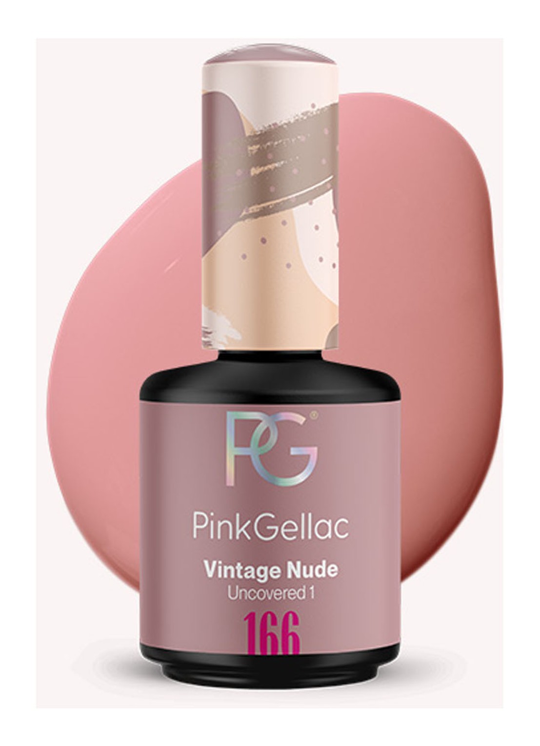 Pink Gellac 166 Vintage Nude - gel nagellak - voorkant 166 vintage nude
