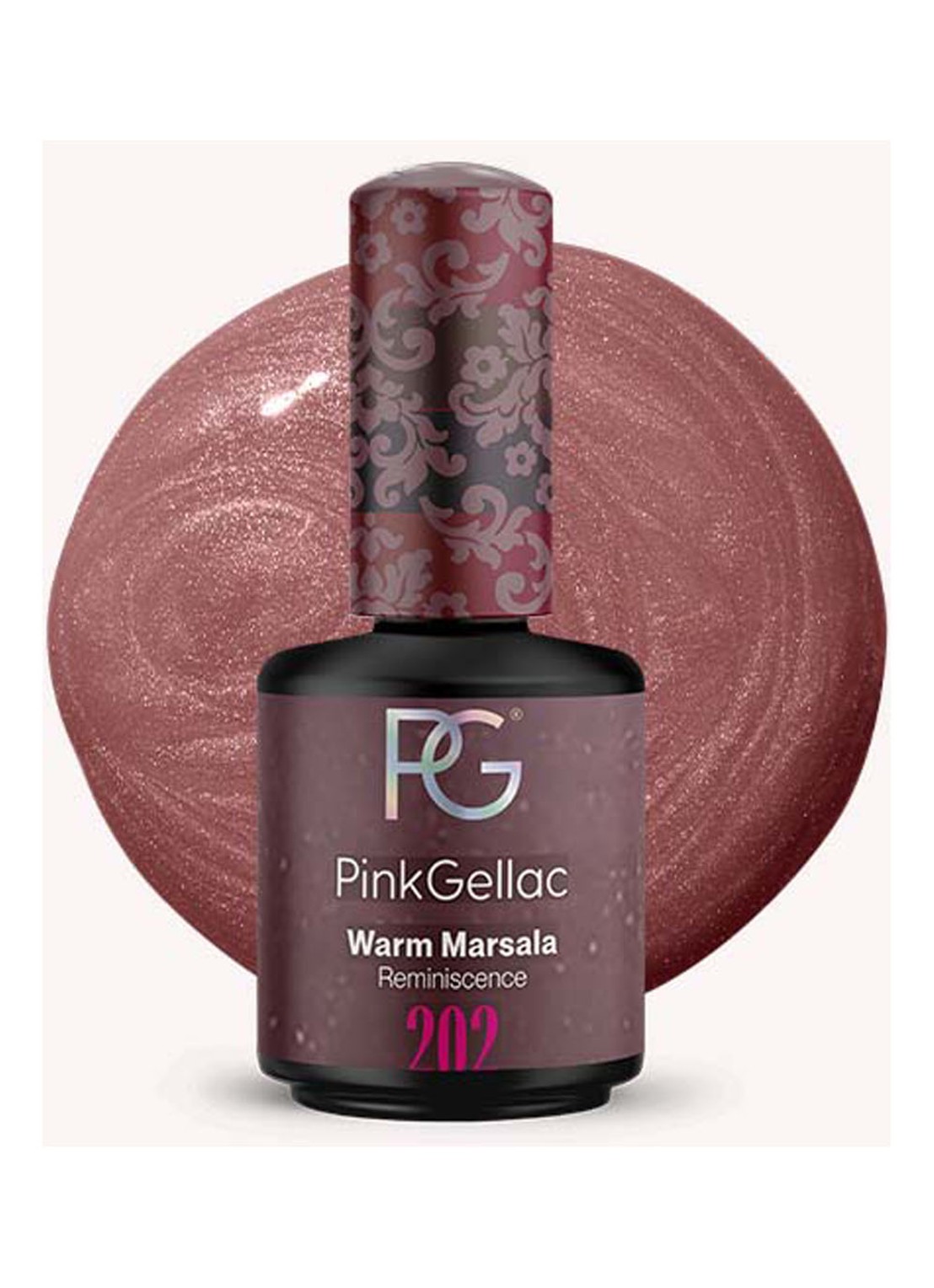 Pink Gellac 202 Warm Marsala - gel nagellak - voorkant 202 warm marsala