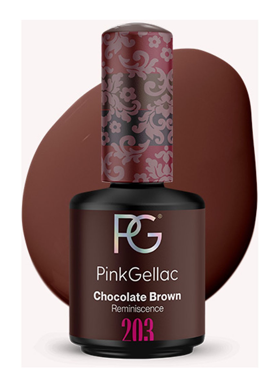 Pink Gellac 203 Chocolate Brown - gel nagellak - voorkant 2 203 chocolate brown