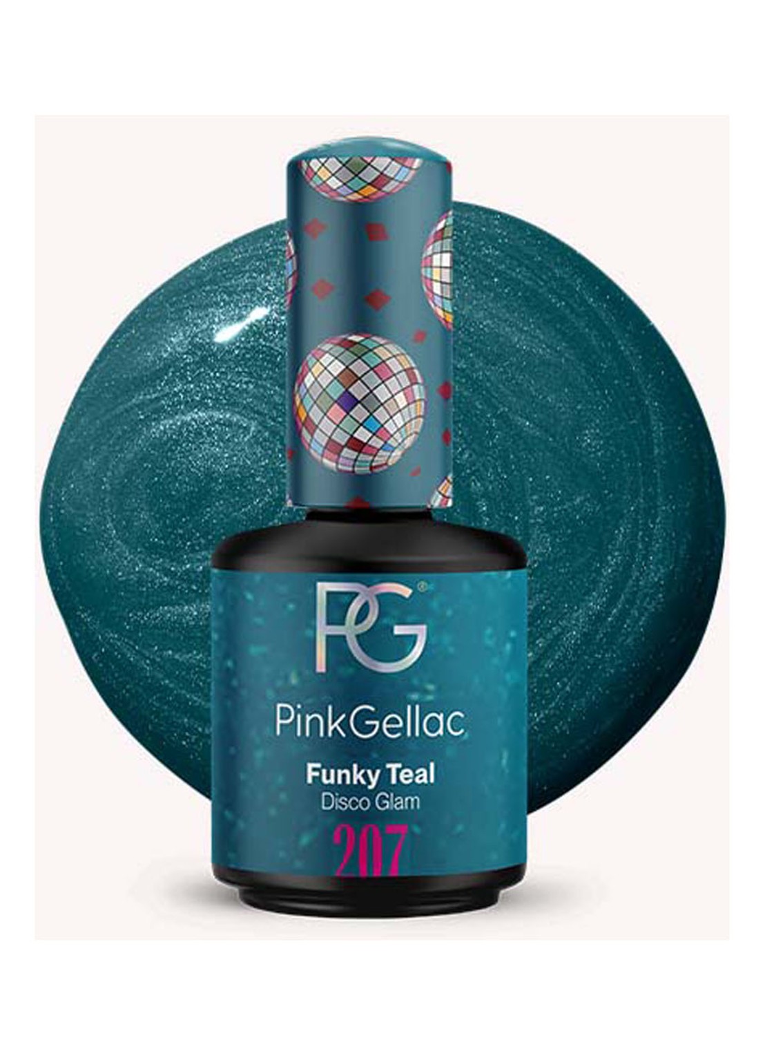 Pink Gellac 207 Funky Teal - gel nagellak - voorkant 2 207 funky teal