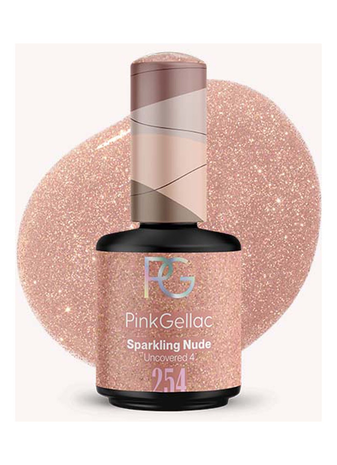 Pink Gellac 254 Sparkling Nude - gel nagellak - voorkant 2 254 sparkling nude