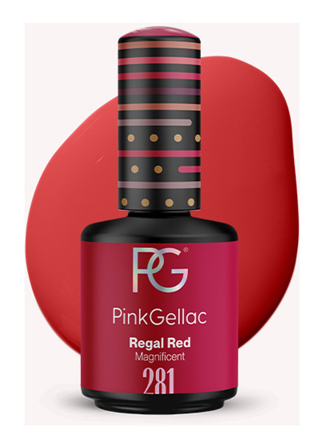 Pink Gellac 281 Regal Red - gel nagellak - voorkant 281 regal red