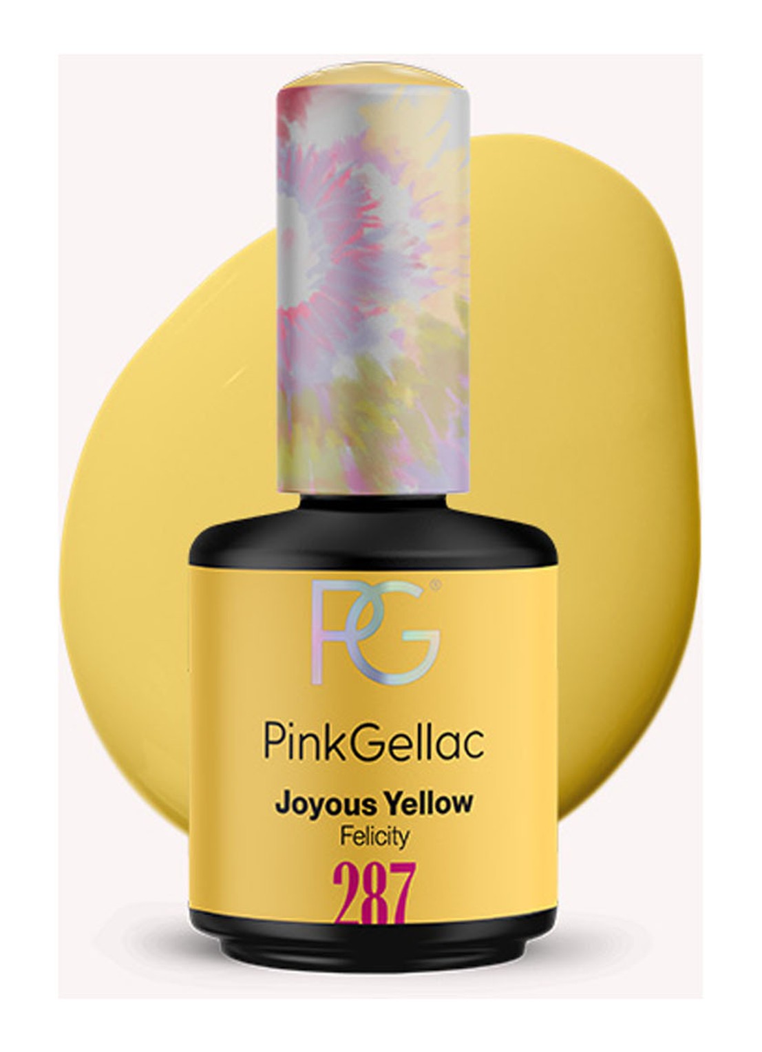 Pink Gellac 287 Joyous Yellow - gel nagellak - voorkant 287 joyous yellow